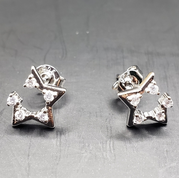 Sterling Silver 925 Star Stud Earrings Minimalist Delicate Jewelry Gift - Picture 2 of 5